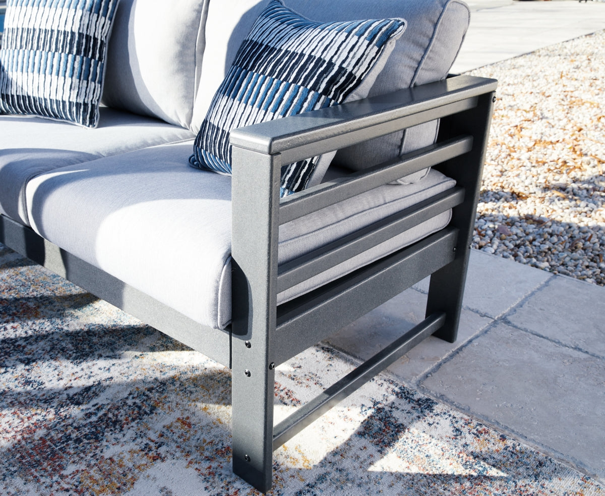 Amora Outdoor Sofa and Loveseat with Coffee Table and 2 End Tables - furniture place usa