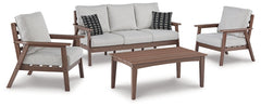 Emmeline Outdoor Sofa and 2 Chairs with Coffee Table - furniture place usa