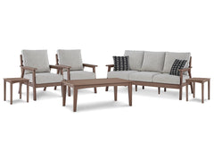 Emmeline Outdoor Sofa and  2 Lounge Chairs with Coffee Table and 2 End Tables - furniture place usa
