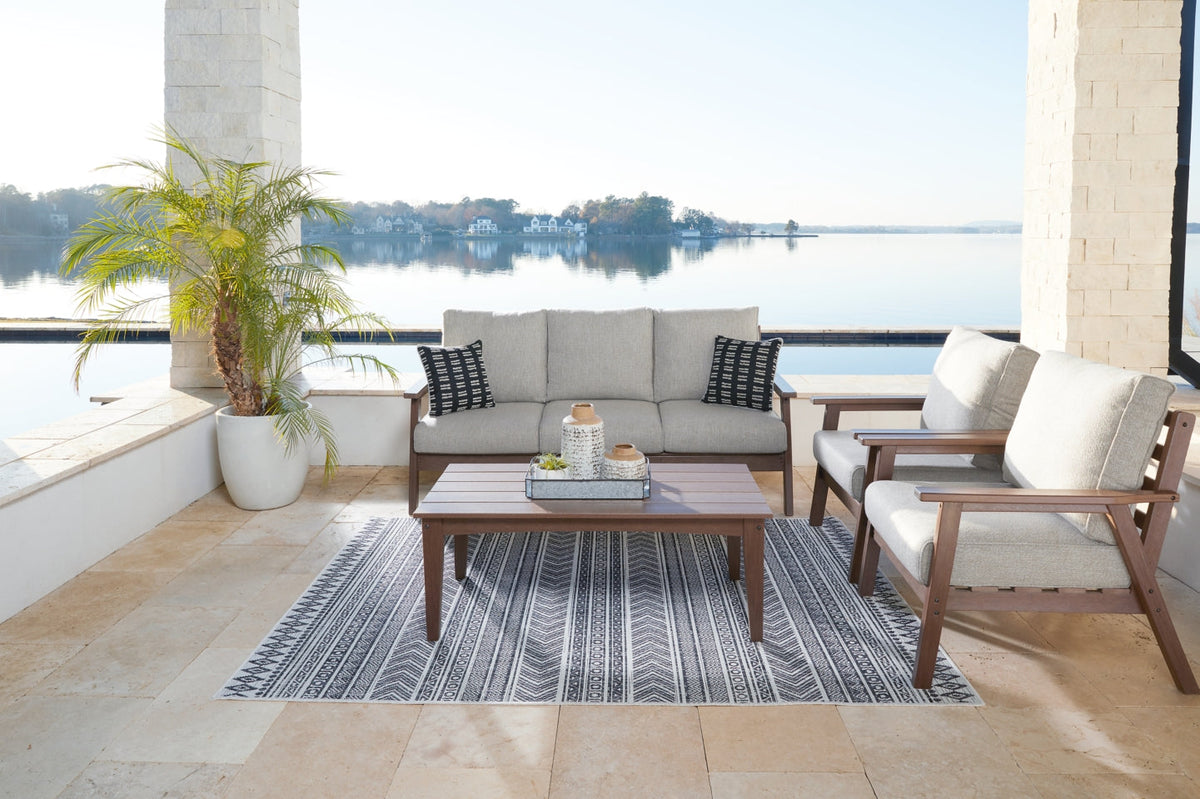 Emmeline Outdoor Sofa and 2 Chairs with Coffee Table - furniture place usa