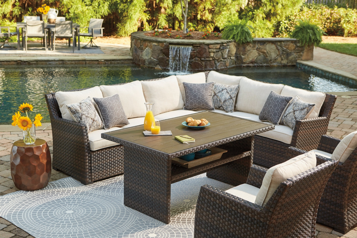 Easy Isle 3-Piece Sofa Sectional/Chair with Cushion - furniture place usa