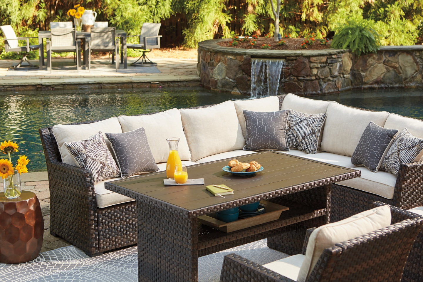 Easy Isle 3-Piece Sofa Sectional/Chair with Cushion - furniture place usa