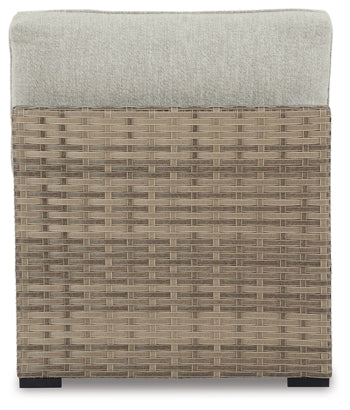 Calworth Outdoor Armless Chair with Cushion (Set of 2) - furniture place usa