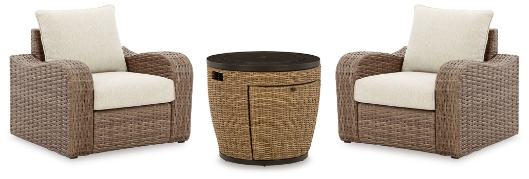 Malayah Fire Pit Table and 2 Chairs - PKG015405 - furniture place usa