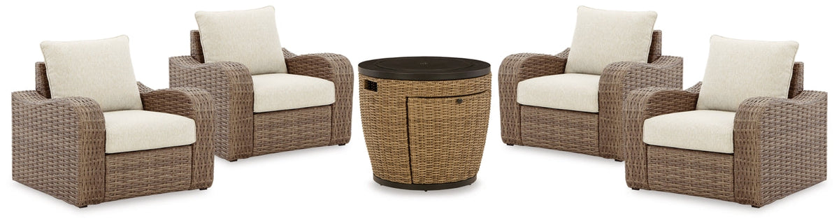 Malayah Outdoor Fire Pit Table and 4 Chairs - PKG015406 - furniture place usa
