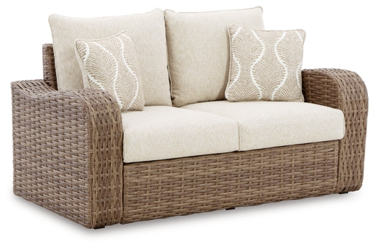 Sandy Bloom Outdoor Loveseat with Cushion - furniture place usa