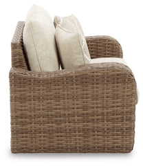 Sandy Bloom Outdoor Loveseat with Cushion - furniture place usa