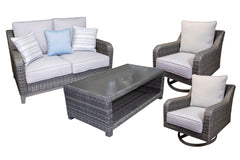 Elite Park Outdoor Loveseat, 2 Lounge Chairs and Coffee Table - furniture place usa