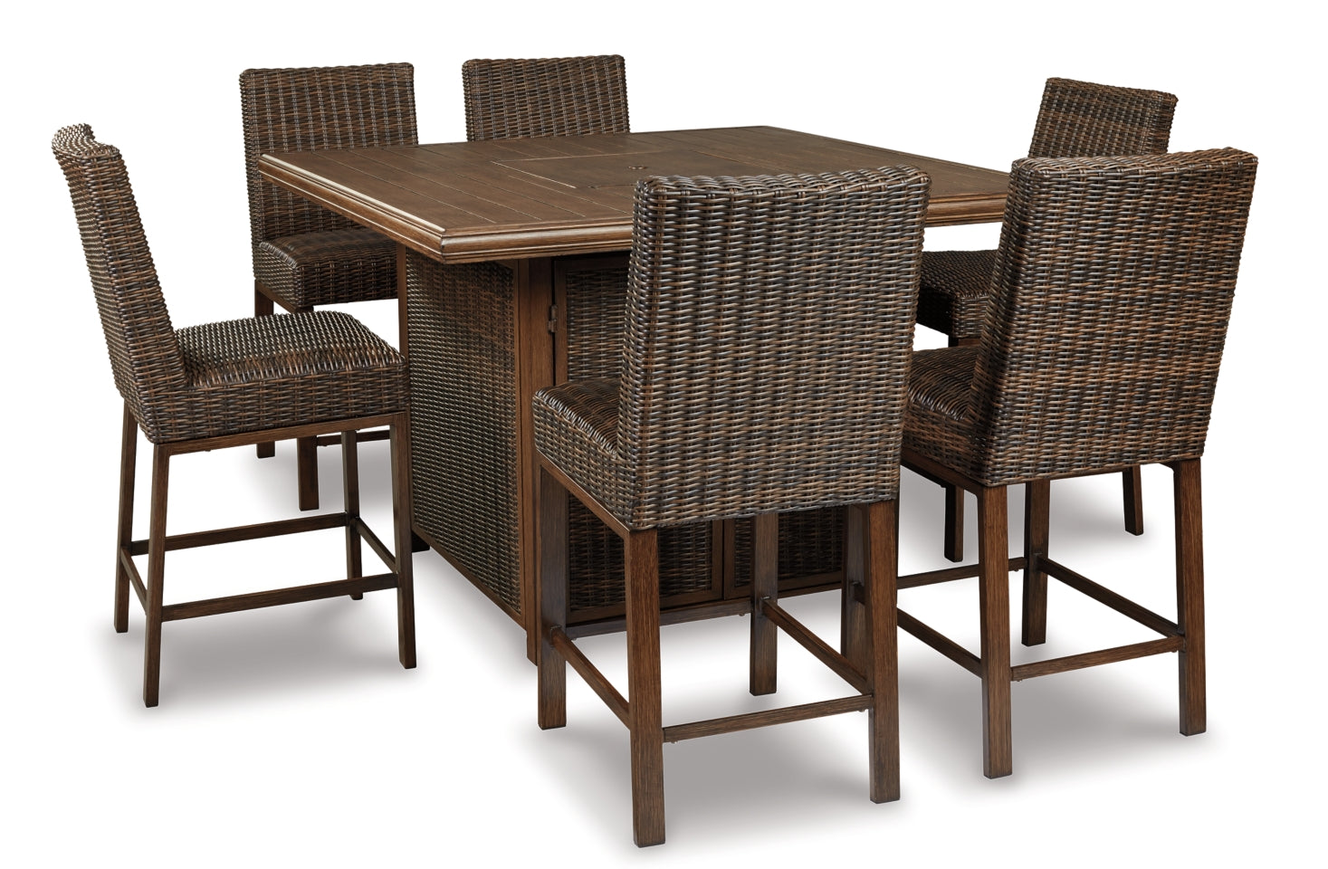 Paradise Trail Outdoor Bar Table and 6 Barstools - furniture place usa