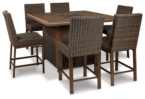 Paradise Trail Outdoor Bar Table and 6 Barstools - furniture place usa