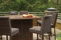 Paradise Trail Outdoor Counter Height Dining Table with 6 Barstools - furniture place usa