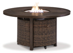 Paradise Trail Outdoor Loveseat and 2 Lounge Chairs with Fire Pit Table - furniture place usa