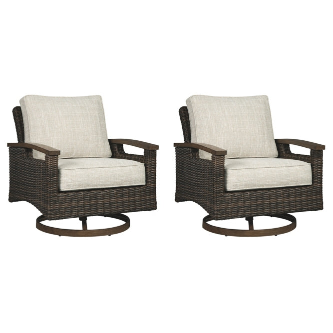 Paradise Trail Outdoor Loveseat and 2 Lounge Chairs with Fire Pit Table - furniture place usa