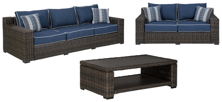 Grasson Lane Outdoor Sofa and Loveseat with Coffee Table - furniture place usa