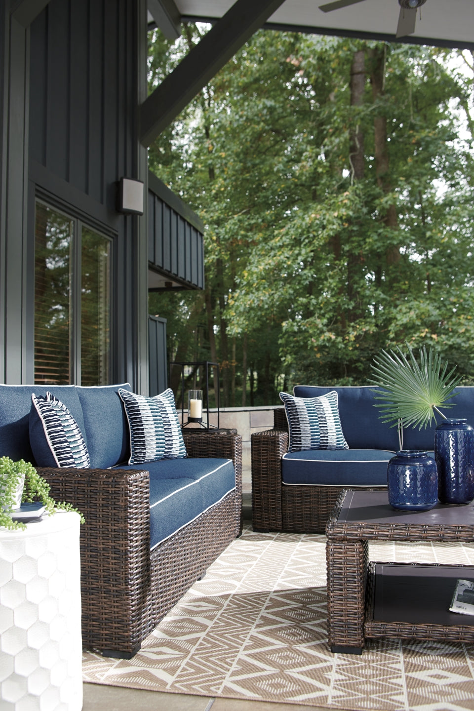 Grasson Lane Outdoor Sofa and Loveseat with Coffee Table - furniture place usa