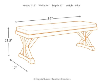 Beachcroft Outdoor Dining Table and 4 Chairs and Bench - PKG000284 - furniture place usa