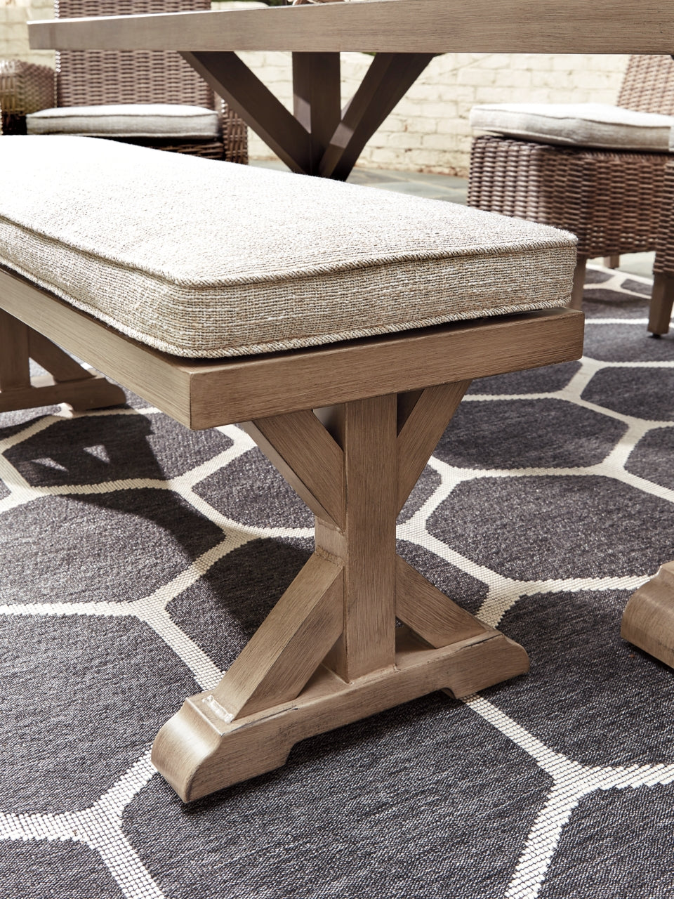 Beachcroft Outdoor Dining Table and 4 Chairs and Bench - PKG000284 - furniture place usa