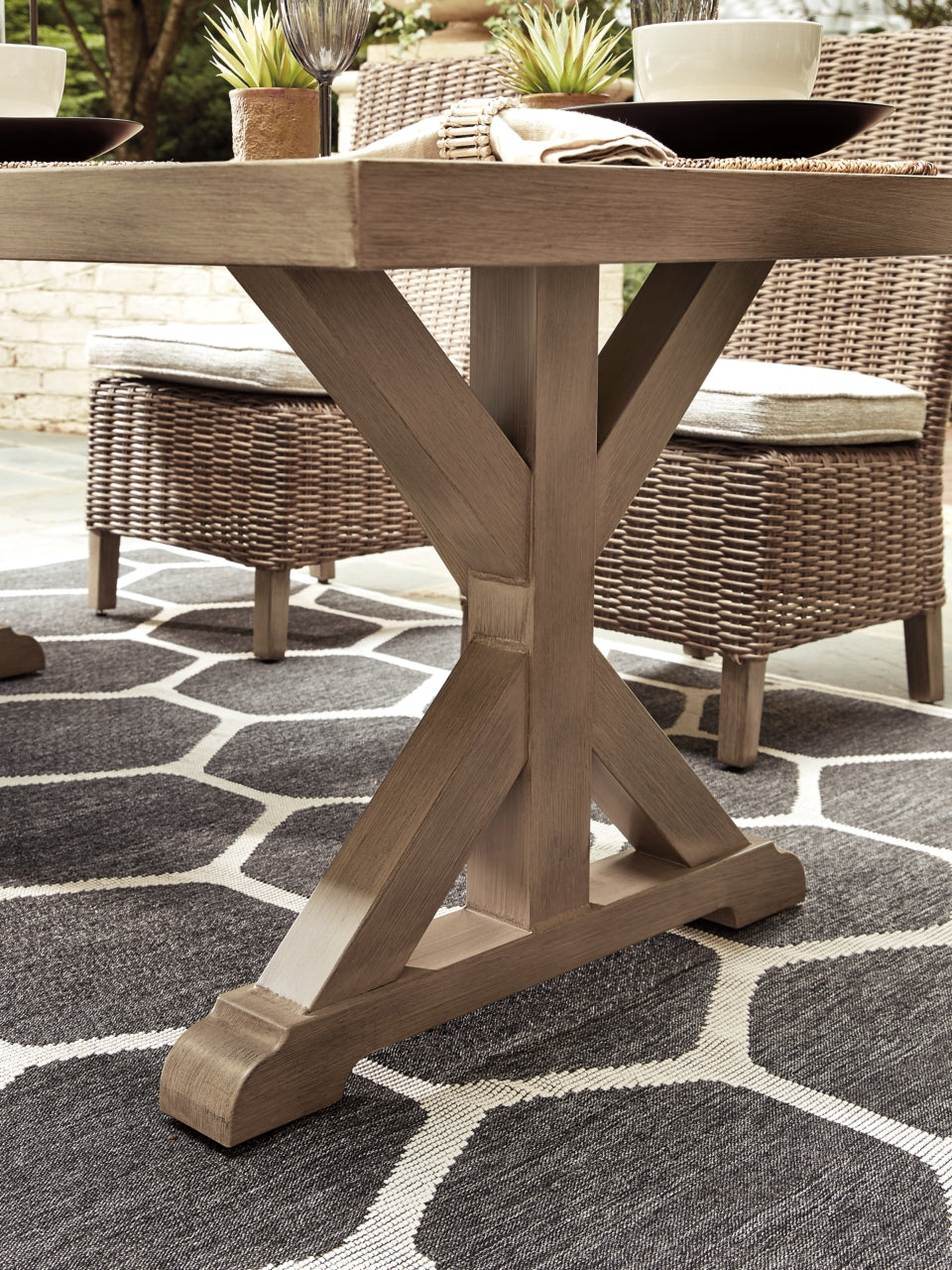 Beachcroft Dining Table with Umbrella Option - furniture place usa