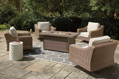 Beachcroft 5-Piece Outdoor Fire Pit Table with 4 Chairs - furniture place usa