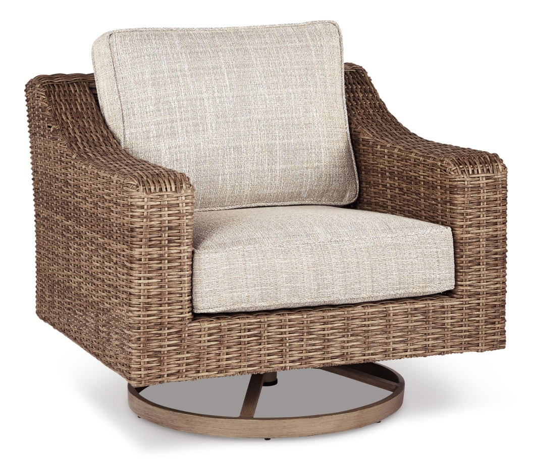 Beachcroft Outdoor Sofa and 2 Lounge Chairs with Fire Pit Table - PKG014579 - furniture place usa