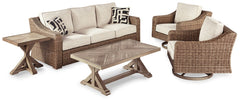 Beachcroft Outdoor Sofa and  2 Lounge Chairs with Coffee Table and 2 End Tables - furniture place usa