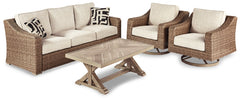 Beachcroft Outdoor Sofa with Coffee Table and 2 End Tables - furniture place usa