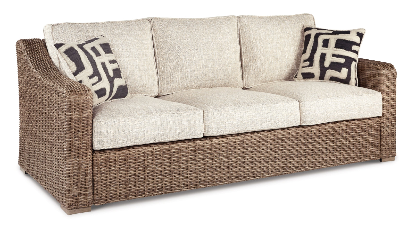 Beachcroft Outdoor Sofa and 2 Lounge Chairs with Fire Pit Table - PKG014579 - furniture place usa