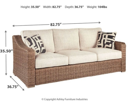 Beachcroft Outdoor Sofa and 2 Lounge Chairs with Fire Pit Table - PKG014579 - furniture place usa