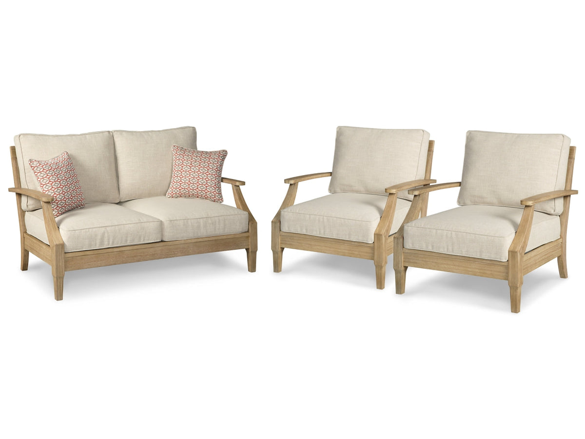 Clare View Outdoor Loveseat with 2 Lounge Chairs - furniture place usa