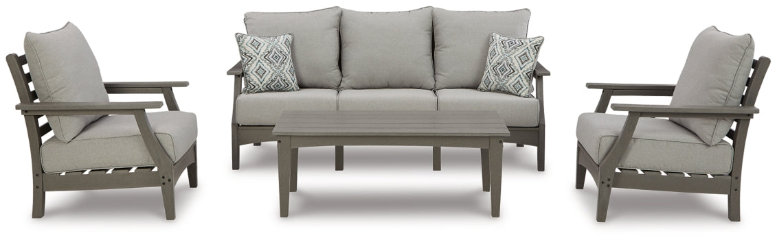 Visola Outdoor Sofa, 2 Lounge Chairs and Coffee Table - furniture place usa