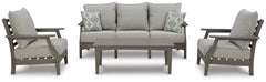 Visola Outdoor Sofa, 2 Lounge Chairs and Coffee Table - furniture place usa