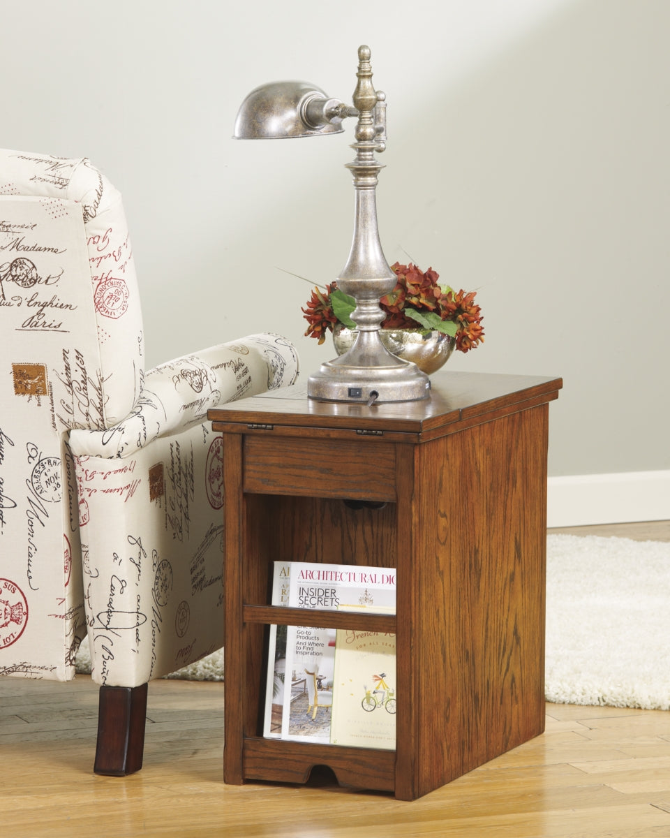 Laflorn Chairside End Table with USB Ports & Outlets - furniture place usa