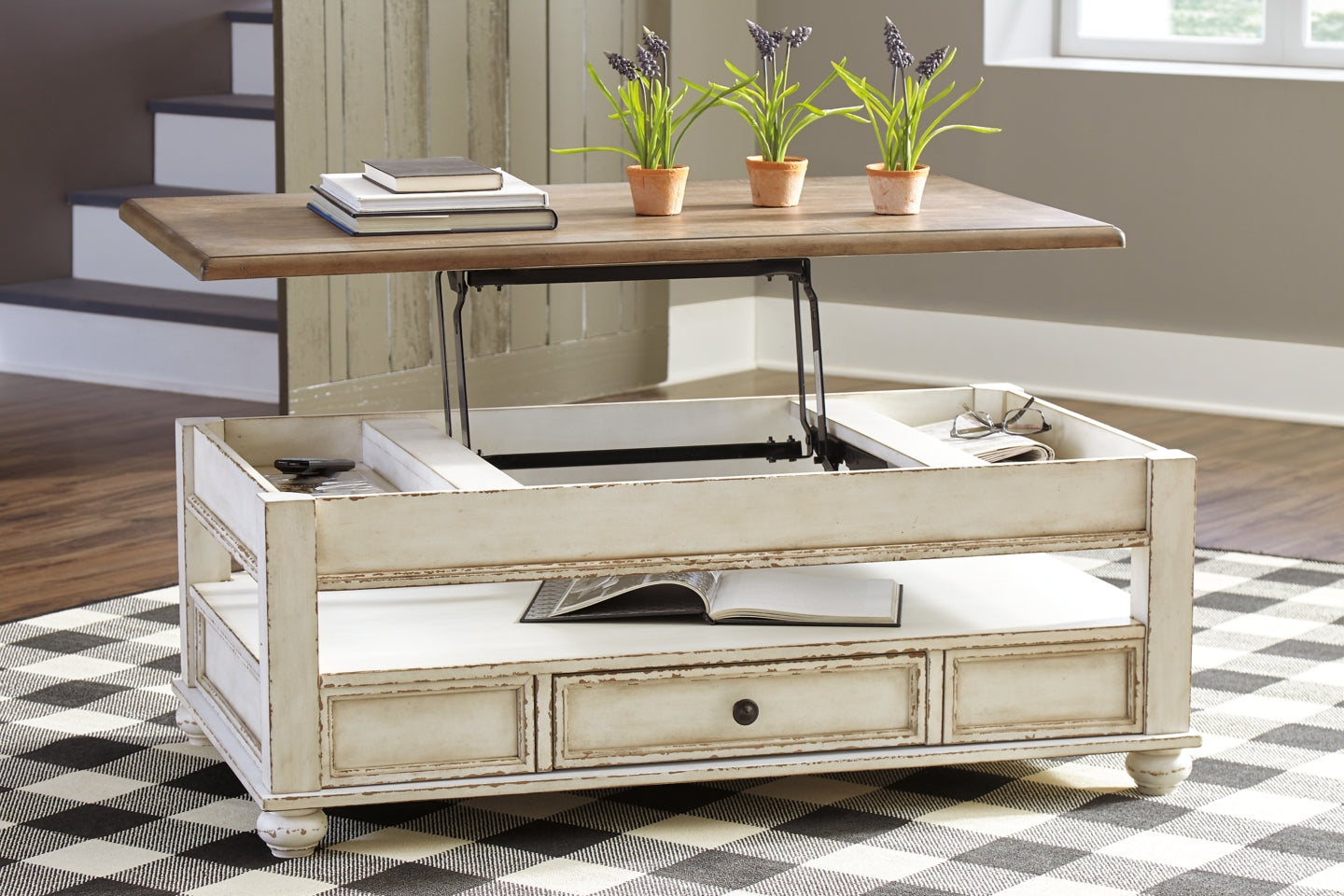 Realyn Coffee Table with Lift Top - furniture place usa