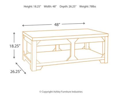 Rogness Coffee Table with Lift Top - furniture place usa