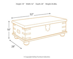 Carynhurst Coffee Table with Lift Top - furniture place usa