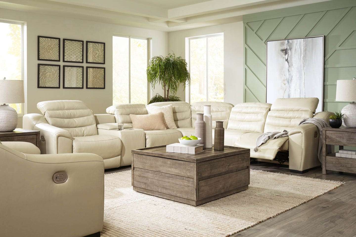 Center Line 6-Piece Sectional with Recliner - furniture place usa