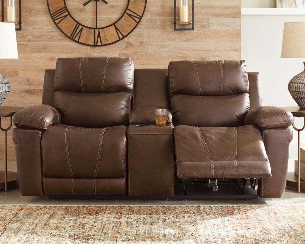 Edmar Power Reclining Loveseat with Console - furniture place usa