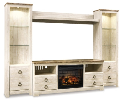 Willowton 4-Piece Entertainment Center with Electric Fireplace - W267W9 - furniture place usa