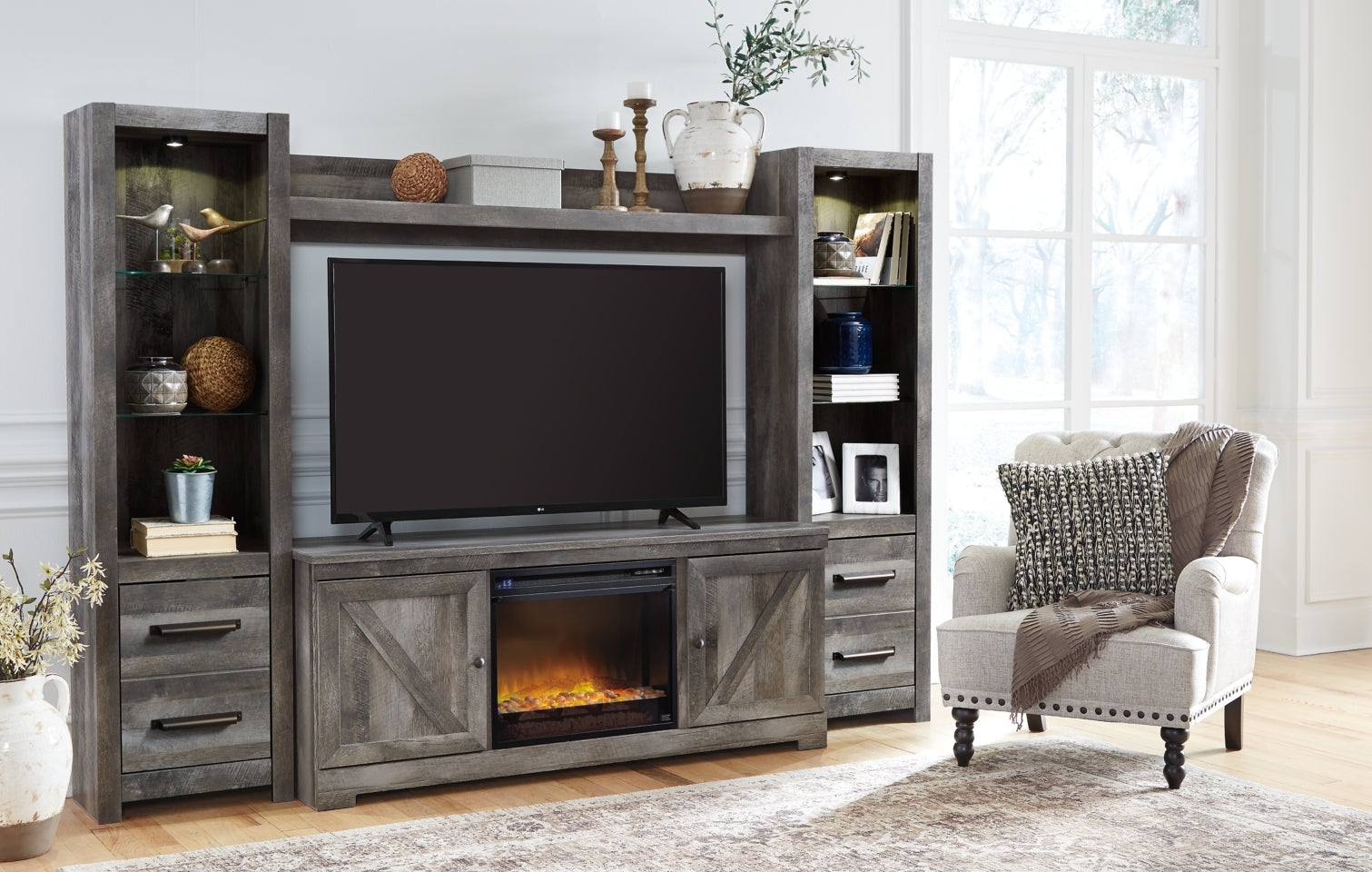 Wynnlow 4-Piece Entertainment Center with Electric Fireplace - W440W5 - furniture place usa